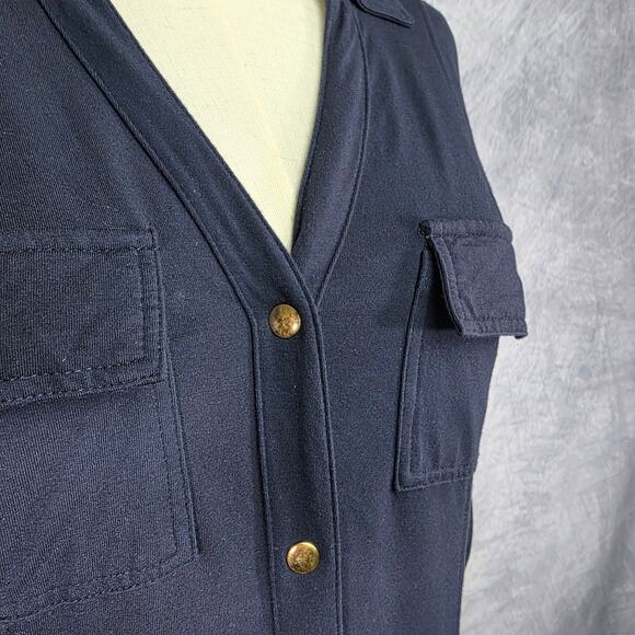 Brooks Brothers Dress Womens Small Blue Navy Gold Buttons 3/4 Sleeve Button up - Picture 3 of 16